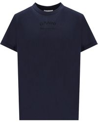 Ganni - Relaxed O-neck Blue T-shirt - Lyst