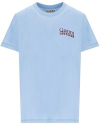Ganni - Relaxed Loveclub Powder T-Shirt - Lyst