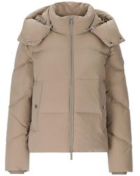 Woolrich - Alsea Taupe Short Hooded Down Jacket - Lyst