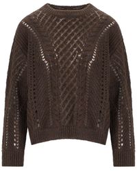 Twinset - Chocolate Perforated Crewneck Sweater - Lyst