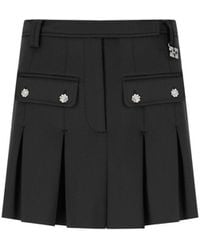 Ganni - Black Pleated Mini Skirt - Lyst