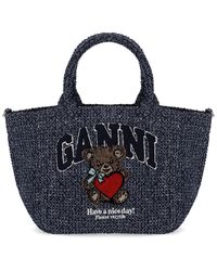 Ganni - Denim Small Shopping Bag - Lyst
