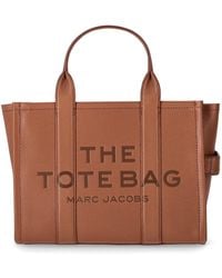Marc Jacobs - Bolso de mano the leather medium tote marrón - Lyst