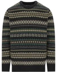 Barbour - Pullover Case Fair Isle Crew Grün - Lyst
