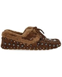 Strategia - Velour Loafer With Studs Camel - Lyst