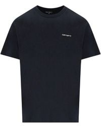 Carhartt - S/S Script Embroidery Deep Night T-Shirt - Lyst