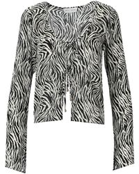 WEILI ZHENG - Zebra Print Lace-up Blouse - Lyst