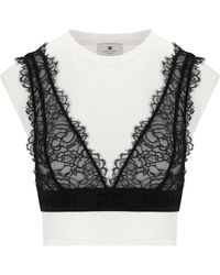 Elisabetta Franchi - Camiseta con bralette de encaje - Lyst