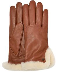 UGG - Leather Sheepskin Chestnut Handschoenen - Lyst