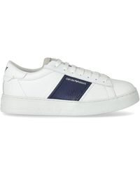 Emporio Armani - White And Blue Sneaker - Lyst