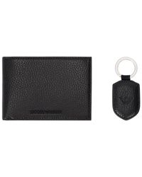 Emporio Armani - Schwarzes Lederportemonnaie+Schlusselhalter Set - Lyst
