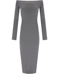 Elisabetta Franchi - Steel midi strickkleid - Lyst