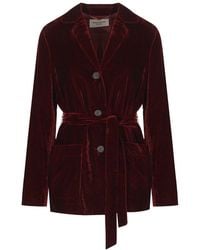 Weekend by Maxmara - Recent Burgundy Velvet Blazer - Lyst