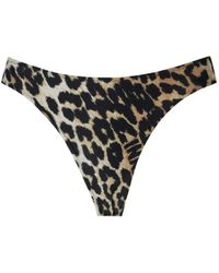 Ganni - Leopard Print Cut-out Bikini Bottom - Lyst