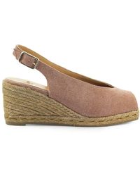 CastaÃ±er Leather Peep-toe Wedge Espadrilles in Brown - Lyst