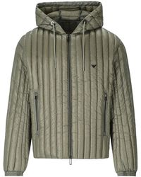 Emporio Armani - Sage Green Hooded Down Jacket - Lyst