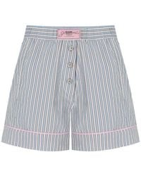 Ganni - Soft Chambray Striped Shorts - Lyst