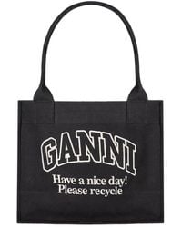 Ganni - Logo Canvas Tote Bag - Lyst