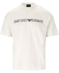 Emporio Armani Gebroken T-shirt Met Logo - Wit