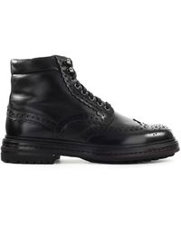 Santoni Bottines Brogues Cuir Noir