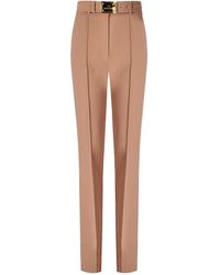 Elisabetta Franchi - Nude Trousers With Belt - Lyst