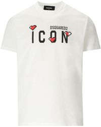 DSquared² - Icon heart pixel weiss t-shirt - Lyst