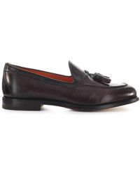 Santoni Mocassino Testa Di Moro Con Nappine - Marrone