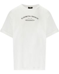 Elisabetta Franchi - T-shirt con logo gesso - Lyst