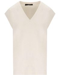 Weekend by Maxmara - Orosei Ivory Knitted Vest - Lyst