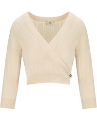 Elisabetta Franchi - Butter Knitted Top With V-Neck - Lyst