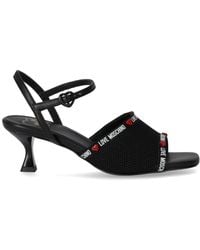 Love Moschino - Black Heeled Sandal With Logo - Lyst