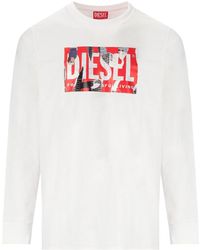 DIESEL - T-just-ls-l6 White Long Sleeved T-shirt - Lyst