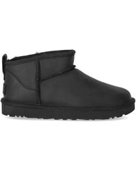 UGG - Classic Ultra Mini Leather Schwarzer Stiefel - Lyst