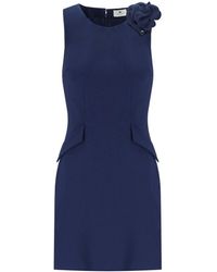 Elisabetta Franchi - Oltremare Sheath Dress With Brooch - Lyst