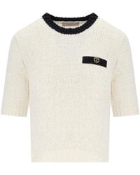 Twinset - Top Cropped Bianca Nera - Lyst