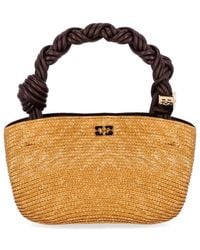 Ganni - Mini Bou Raffia Natural Handbag - Lyst