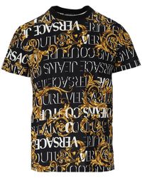 Heren Kleding voor voor Truien en gebreide kleding Versace Jeans Couture Denim T-shirt Met Logo in het Zwart voor heren 
