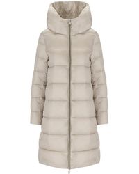 Save The Duck - Lysa Champagne Long Hooded Padded Jacket - Lyst