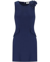 Elisabetta Franchi - Oltremare Sheath Dress With Brooch - Lyst