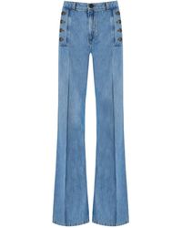Twin Set - Hellblaue flare jeans mit knöpfen - Lyst