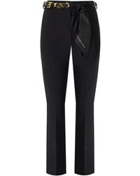 Elisabetta Franchi - Black Flare Trousers With Foulard Belt - Lyst