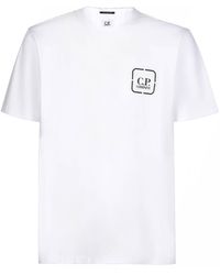 C.P. Company - The metropolis series badge reverse graphic weiss t-shirt - Lyst