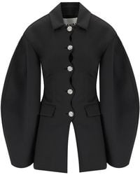 Ganni - Single-Breasted Scuba Blazer - Lyst