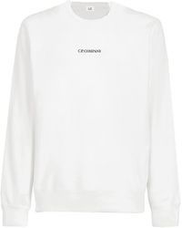 C.P. Company - C.p. Company Light Fleece Cream Sweatshirt With Logo - Lyst