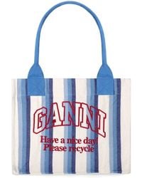 Ganni - Striped Tote Bag - Lyst