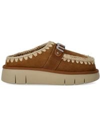 Mou - Bounce metal logo cognac clog - Lyst