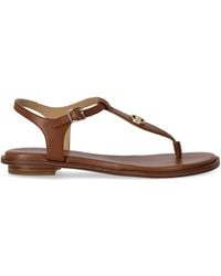 Michael Kors - Leather Sandal With Logo - Lyst