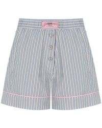 Ganni - Soft Chambray Striped Shorts - Lyst