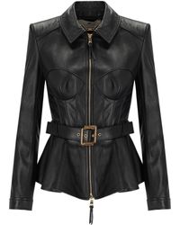 Elisabetta Franchi - Leather Belted Jacket - Lyst