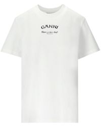 Ganni - T -shirt Met Logo -print - Lyst